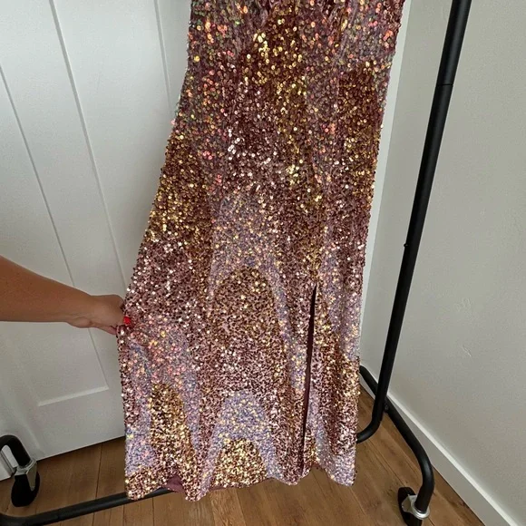 NWOT FREE PEOPLE GLITTER AND GOLD MIDI DRESS Sz S - Picture 13 of 16